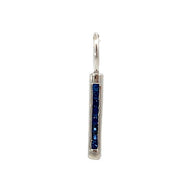 HEATHER B MOORE Small 14K White Gold Channel Set Bar with Blue Sapphires